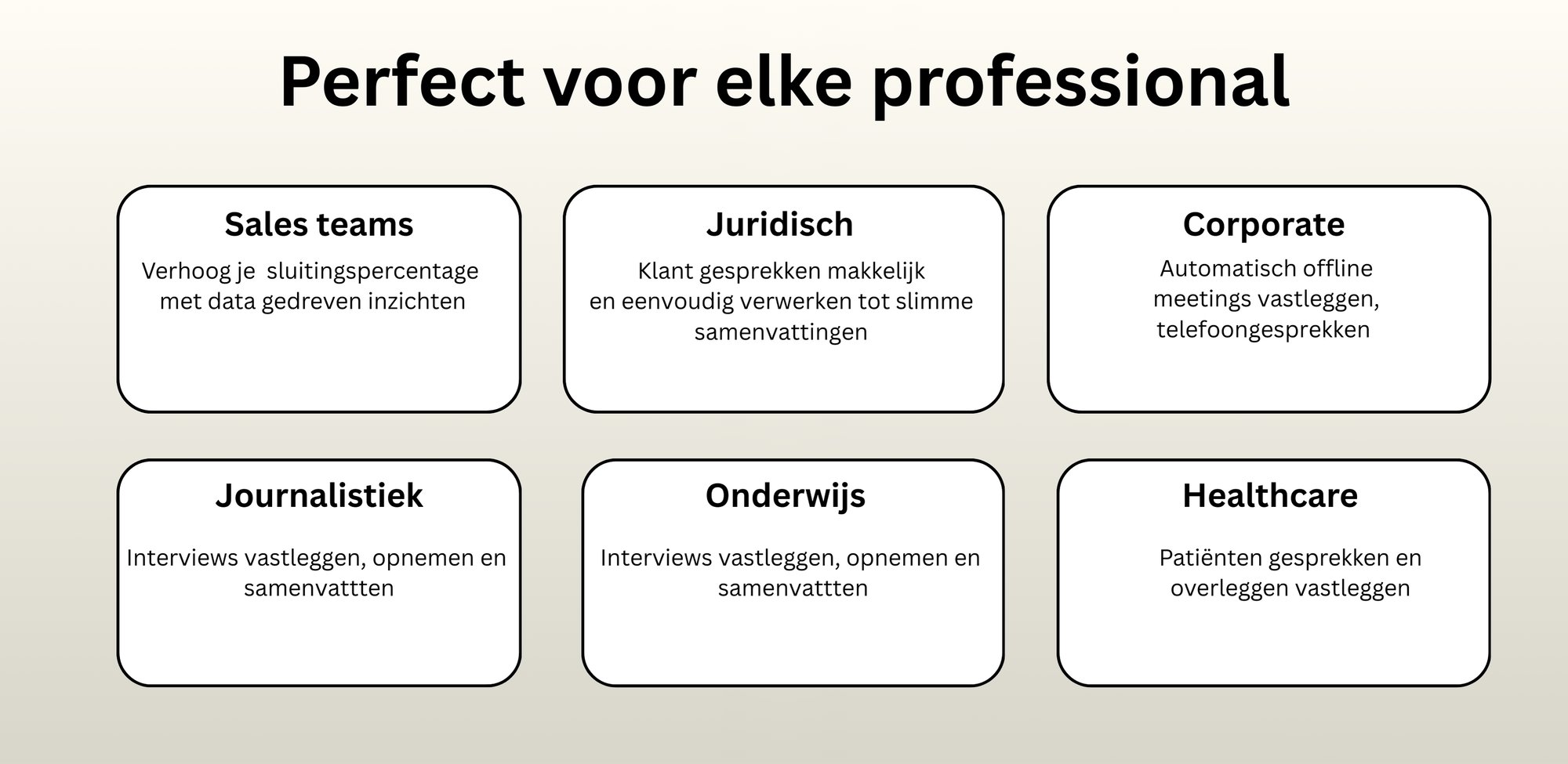 Perfect voor elke professional Perfect voor elke professional